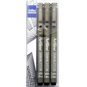 Artline Drawing System Fine Tip Pens Pack of 3