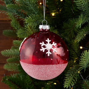 Opaque Ruby Snowflake Bauble