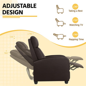 Brown / Composite Board, Foam, Iron, PU Leather Yaheetech Upholstered Armchair Recliner Chair shot 10324510