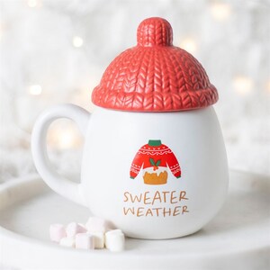 Sweater Weather Lidded Mug For Cozy Winter Drinks