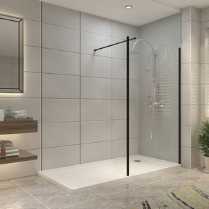 Walk In Shower Screen Clear Tempered Glass and 30cm Return Panel