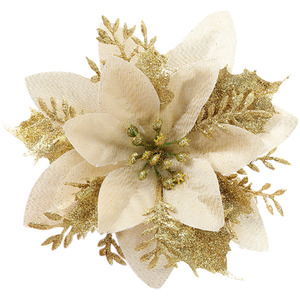 24 Gold Christmas Poinsettia Ornaments