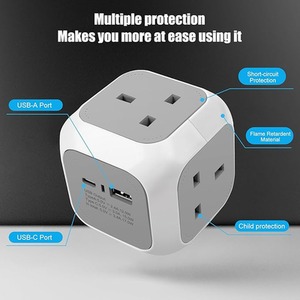 Urbit Socket 4 Way 1.5m Cube Socket with 2 USB Ports