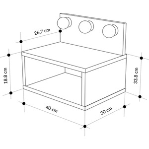 Floating Bedside Table with 3 LED Lights Wall-Mount Shelf