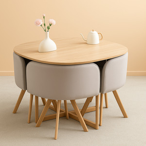 Space Saving Dining Table and Velvet Chairs Set