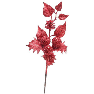 Glittered Holly Spray 38cm