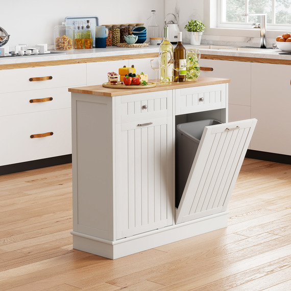 Double Tilt Out Trash Can Cabinet