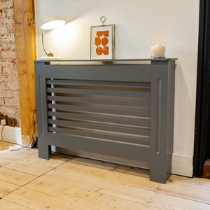Matt Grey / 112cm Horizonal Slatted Radiator Cover shot 11273863