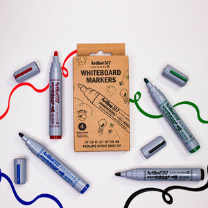 Artline Eco-Green Whiteboard Marker Dry Safe Pack of 4 - Bullet Nib