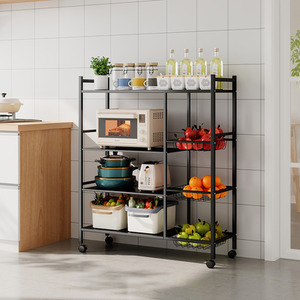 Multi-Tier Kitchen Microwave Storage Rack with Wheels