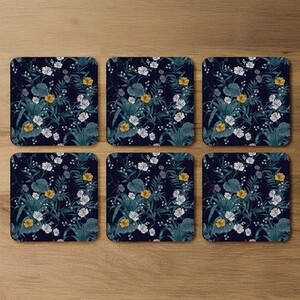 Blue  Yellow Flowers Coaster