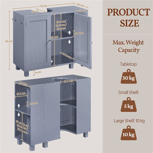 Grey Yaheetech Vanity Unit Basin Cabinet shot 12092819