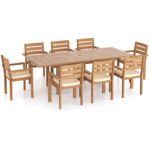 Irvine Teak Garden Dining Table Set and 8 Seat Chair Set