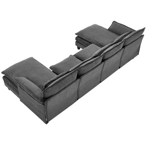 Grey Modern U-Shaped Chenille Sectional Sofa shot 12214634