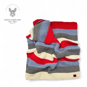 Large DkGrey Vanilla Strawberry Blue Striped Baby Blanket