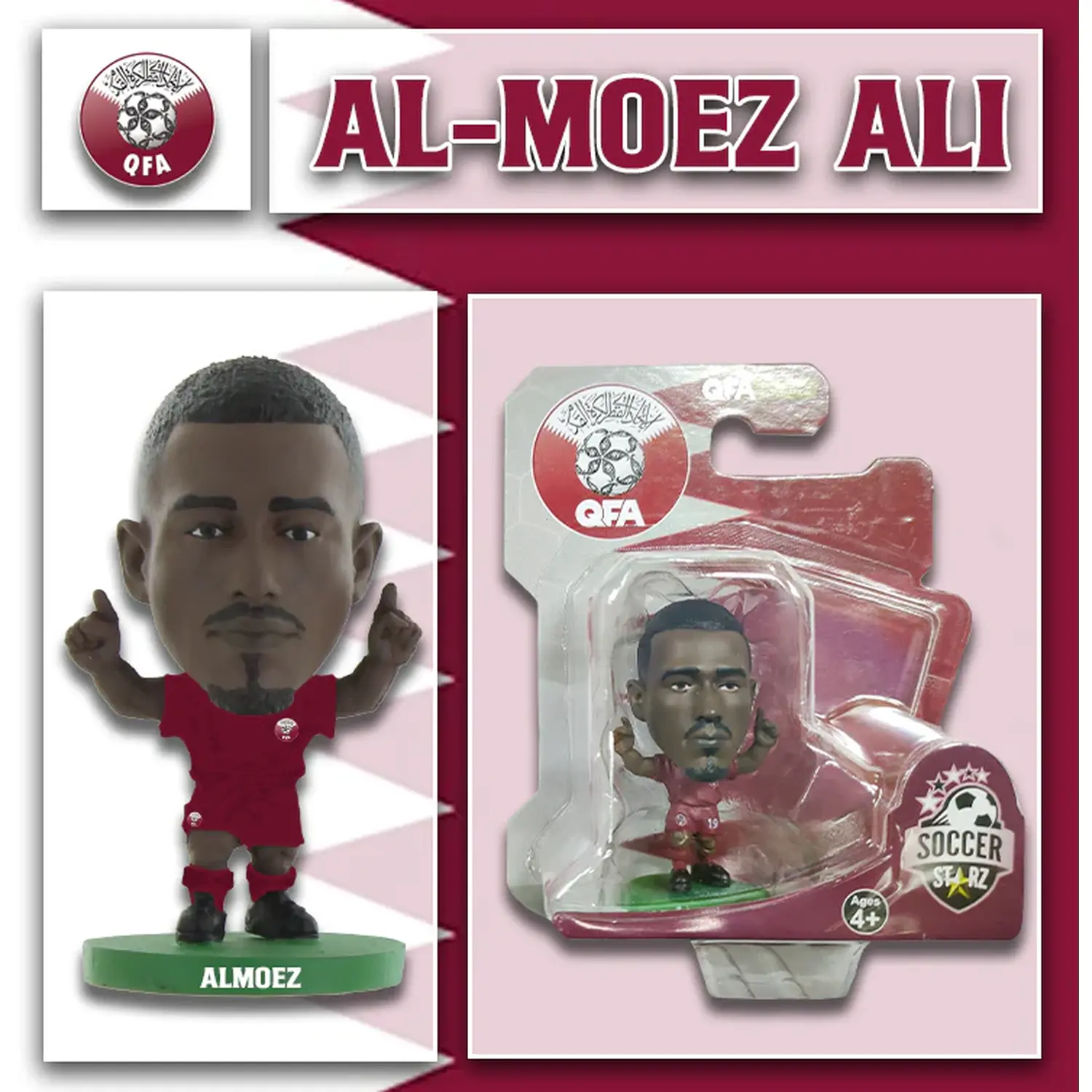SoccerStarz Qatar Al-moez Ali - Home Kit 5cm Figure - Purple