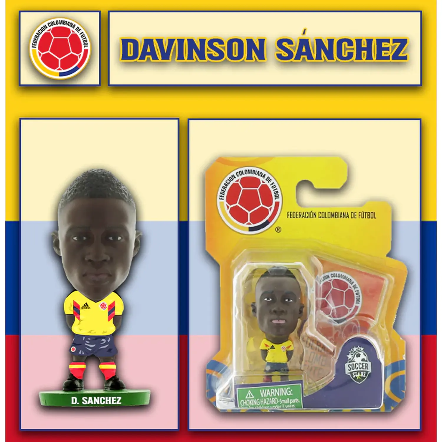 SoccerStarz Colombia Davinson Sanchez 5cm Figure - Yellow