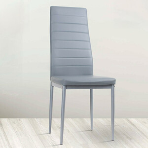 Set of 4 Grey Faux Leather Padded Chairs