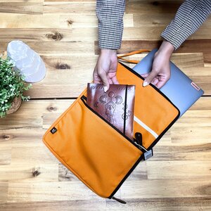 Canvas Travel Laptop Pouch - Orange, Lightweight  Organized