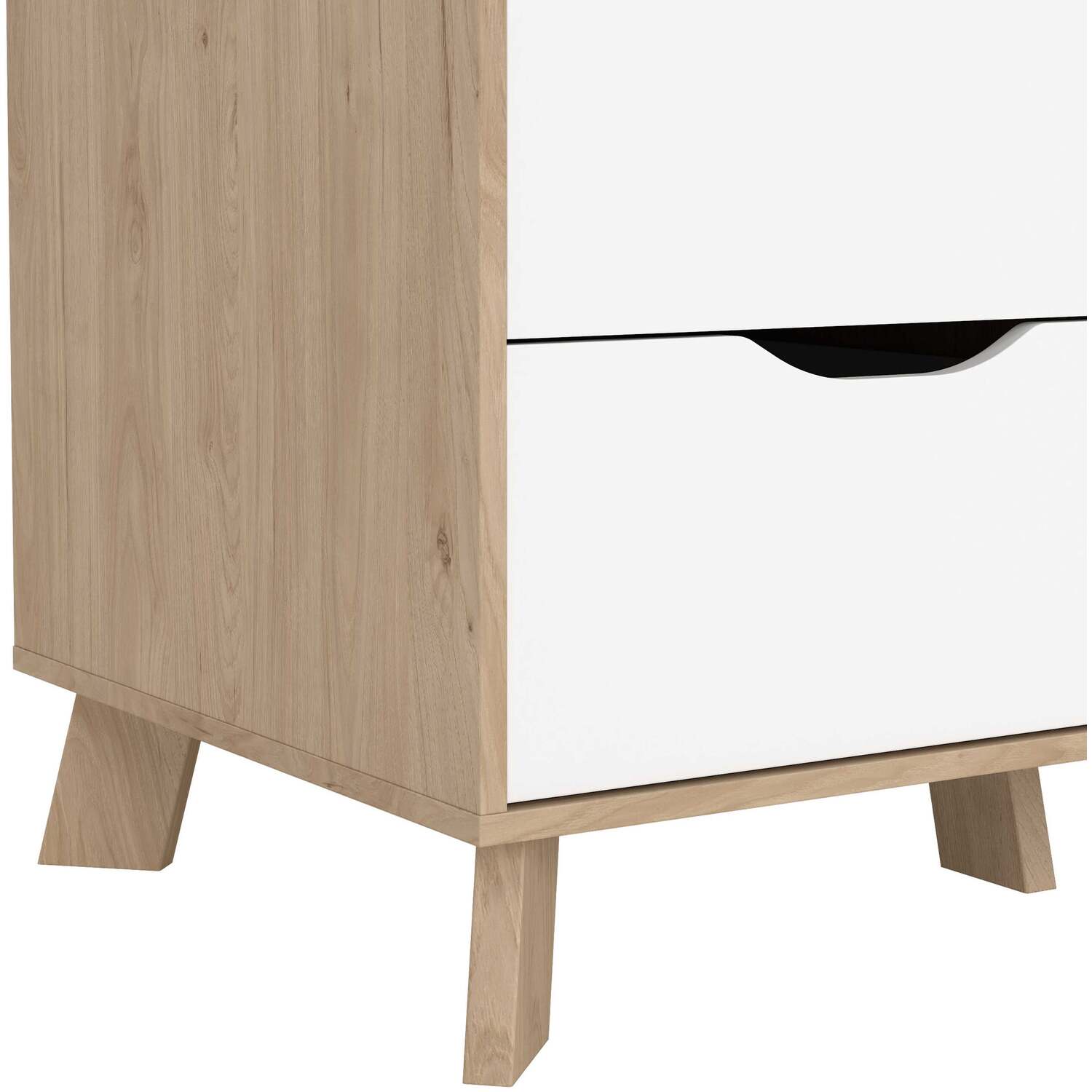 Wyld Haus Lira Jackson 3-Door Wardrobe With Mirror, Hickory Oak And White, 2 Drawers - Natural