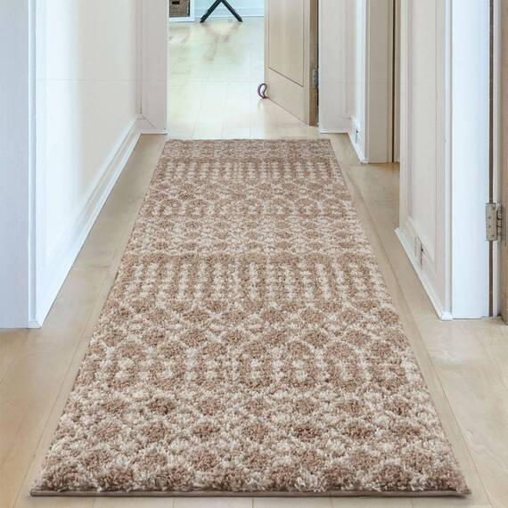 The Rugs Berber Moroccan Design Patterned Shaggy Runner