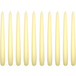 Tapered Dinner Candles, Pack of 10, Unscented, 24 cm - Ecru Matt Finish