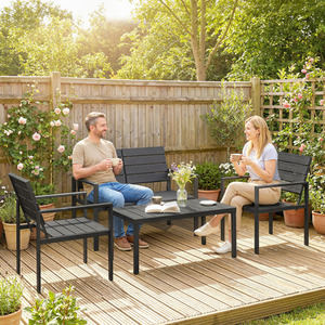 Outsunny Garden Furniture Set with Slatted Design