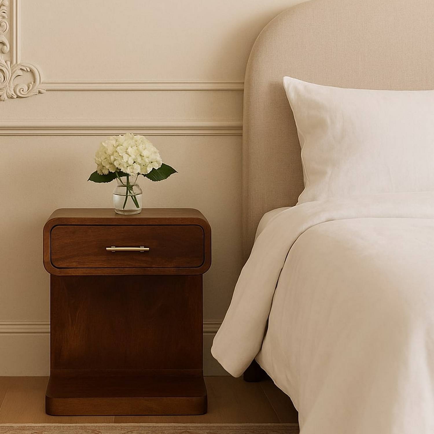 Artisan Furniture Solid Wood Chestnut T-Bar Rounded Bedside - Brown