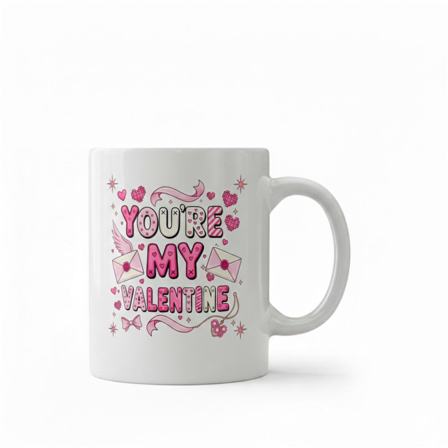 Dyzi Simple Valentine Ceramic Mug Romantic Love Gift - White