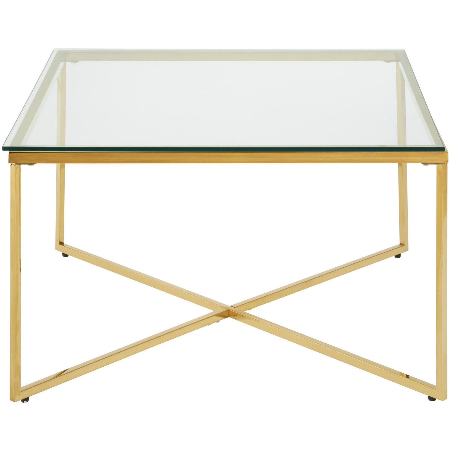 Allure Gold Finish Cross Base Coffee Table - Gold
