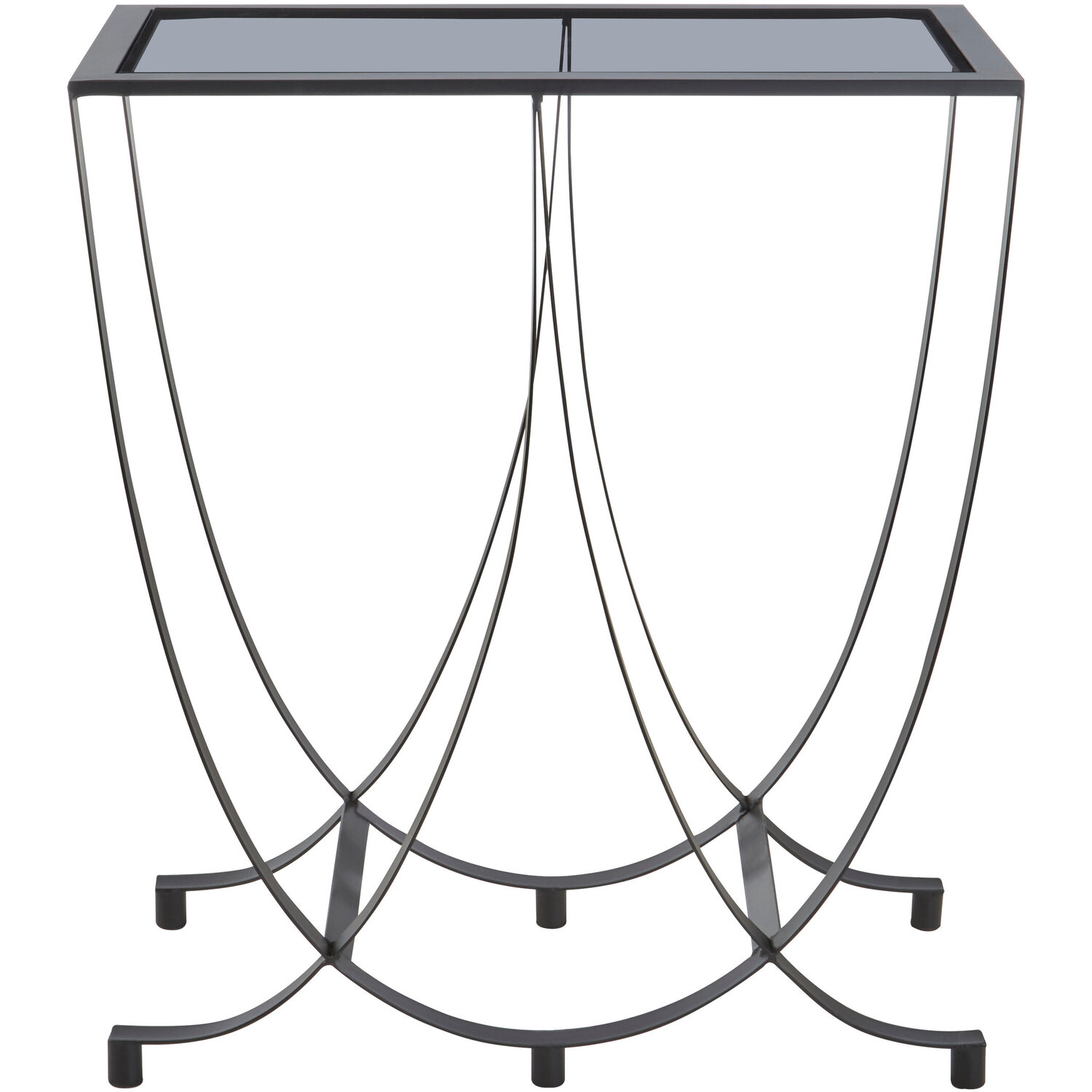 Trento Black Console Table with Grey Glass Top - Grey