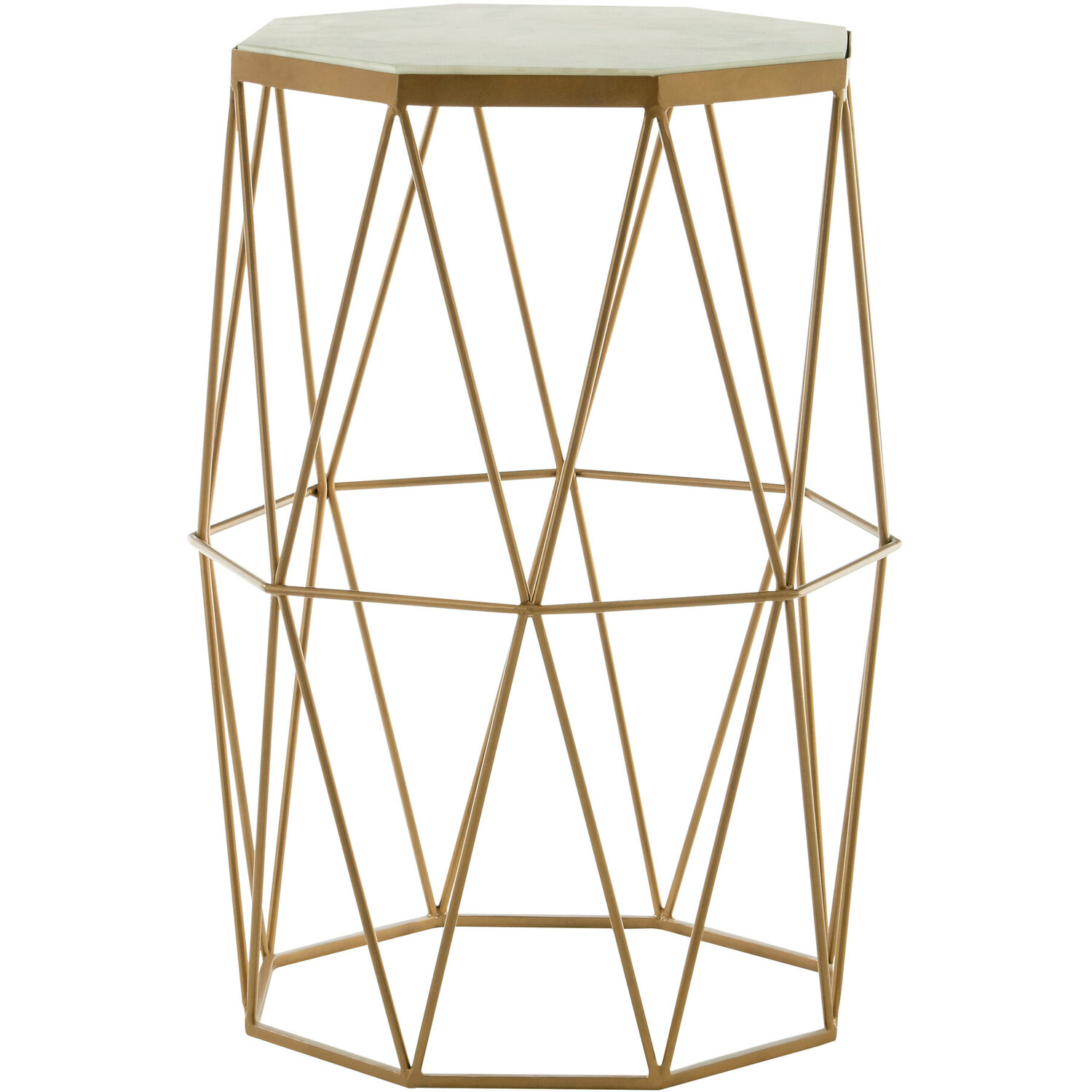Shalimar Octagonal Marble And Gold Side Table - Gold