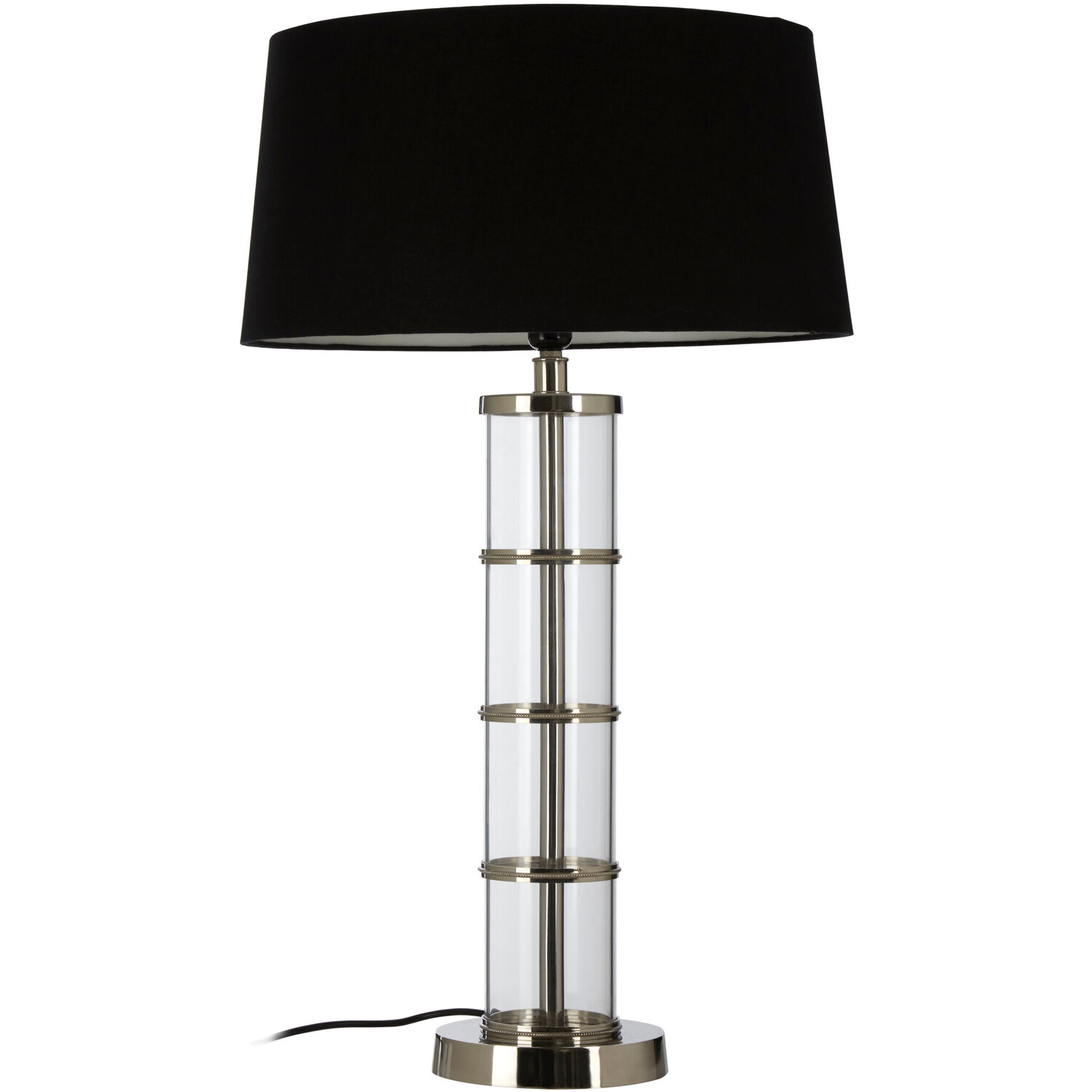 Camile Clear Table Lamp With Black Shade - Silver
