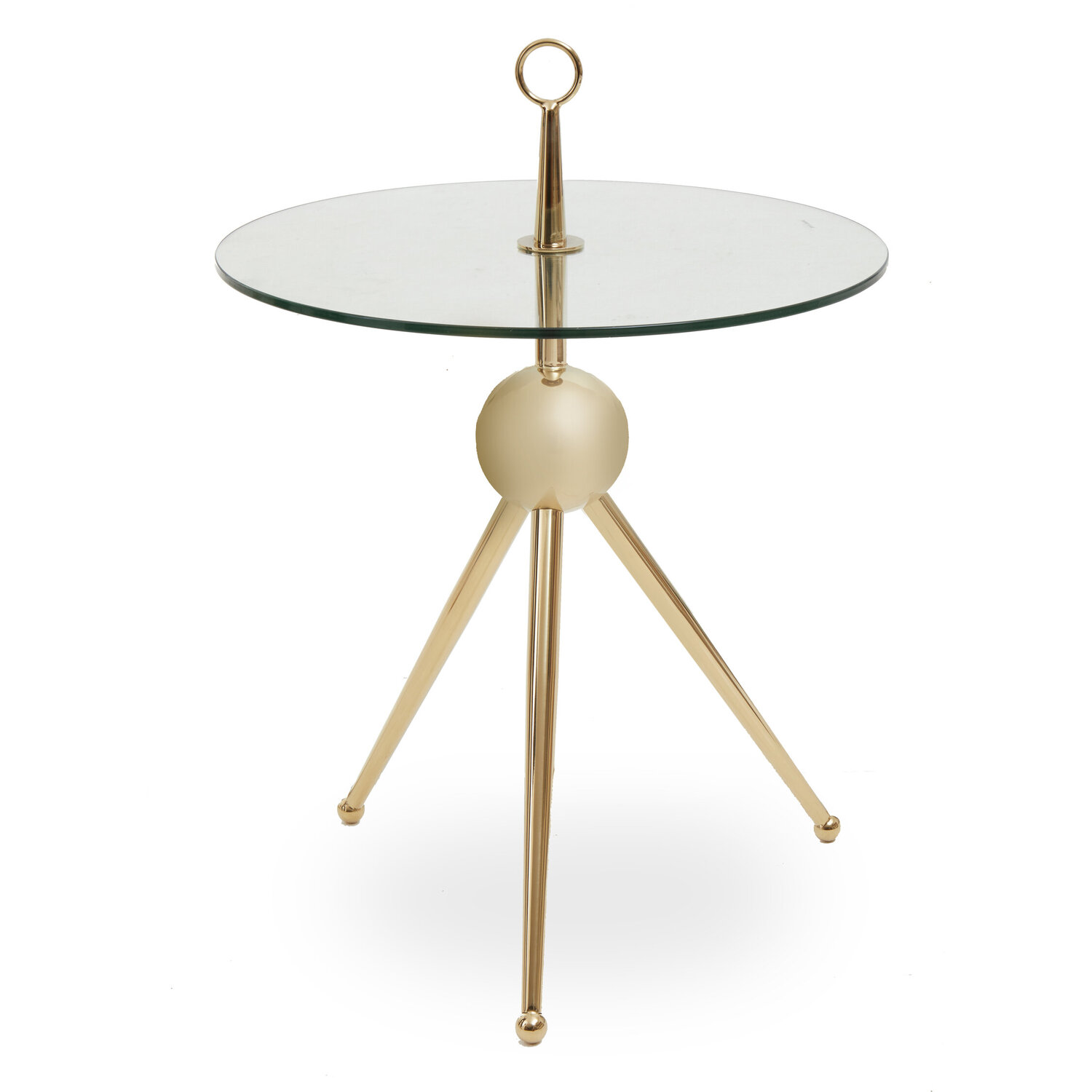 Oria Clear Glass Gold Frame Side Table - Gold