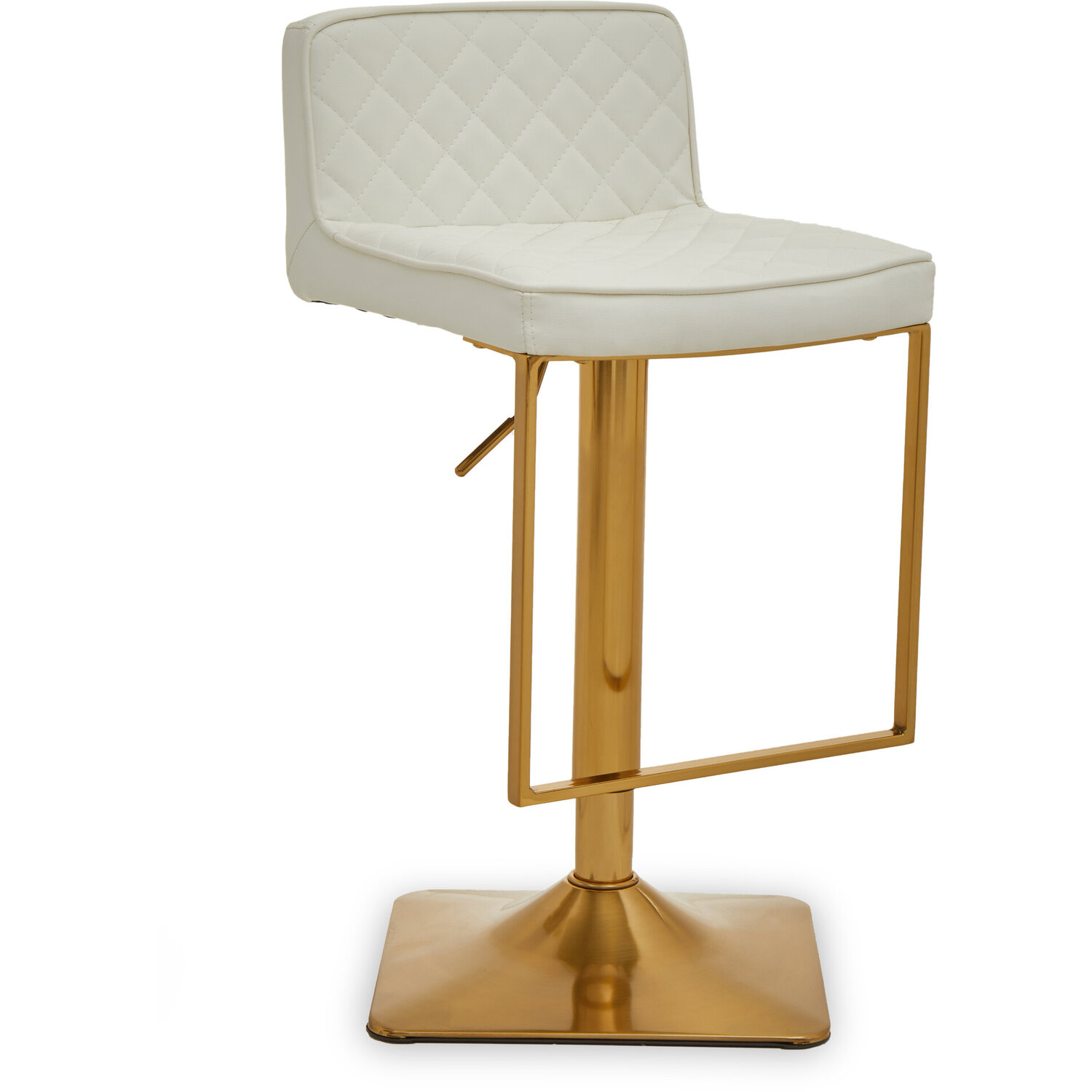 Baina White And Gold Bar Stool With Square Base - White