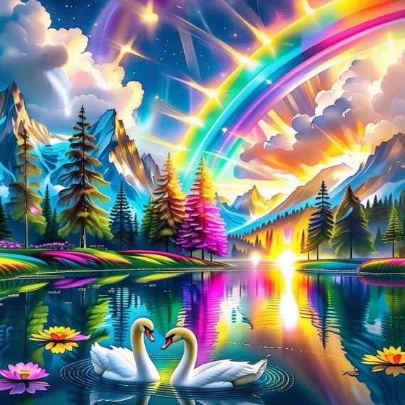 Mystical Rainbow Lake Diamond Art Painting Kit