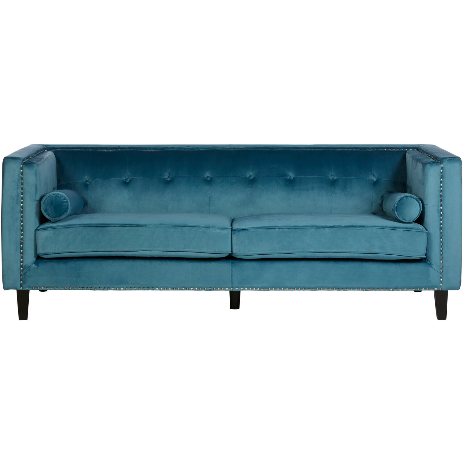 Felisa 3 Seat Teal Blue Velvet Sofa - Blue