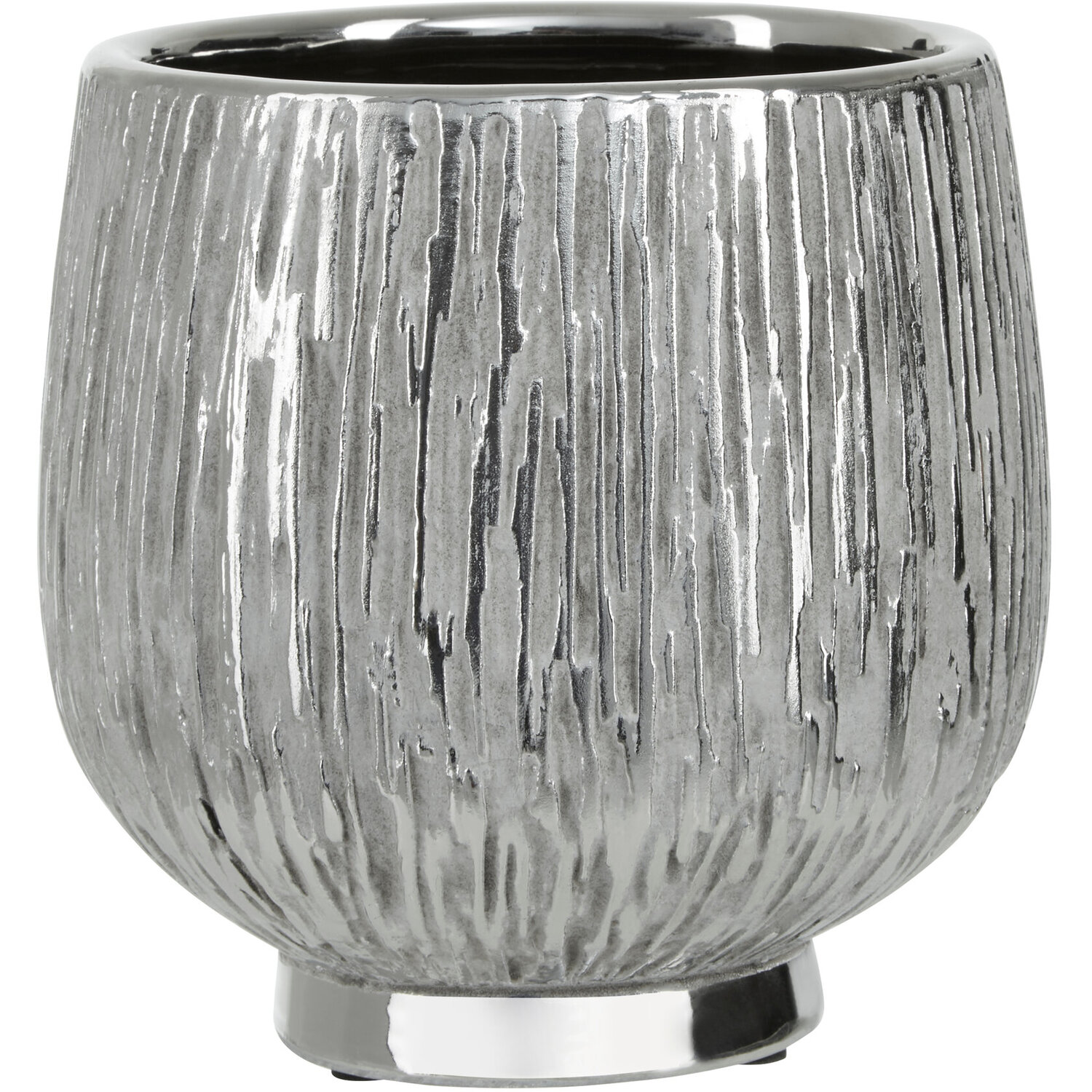 Hesper Small Silver Ceramic Planter - Silver
