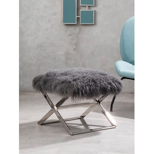 Anafi Grey Sheepskin Stool.