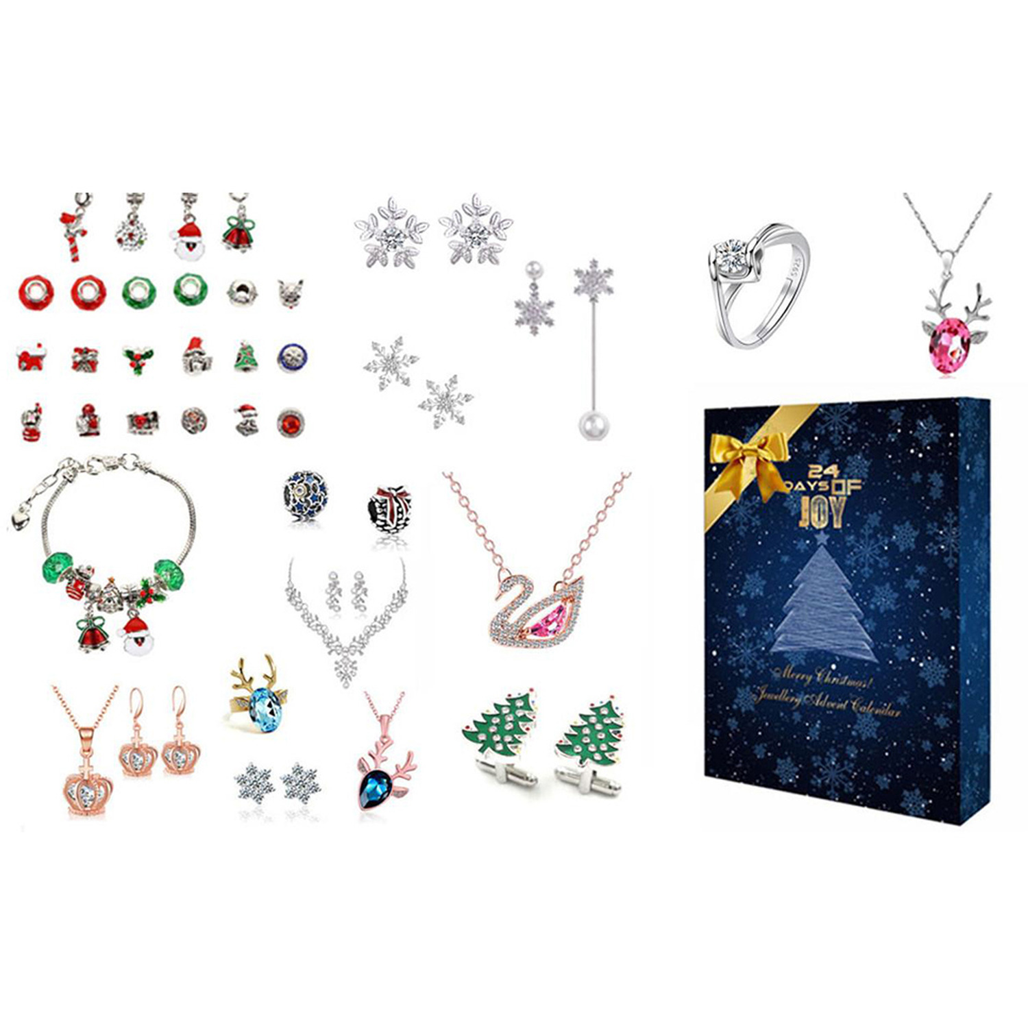 24 days Christmas Jewellery Advent Calendar - Multi-Coloured
