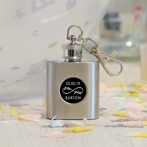 Personalised Mr & Mrs Hip Flask Key Ring