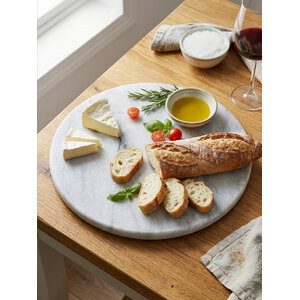 Salerno White Marble Round Chopping and Serving Board