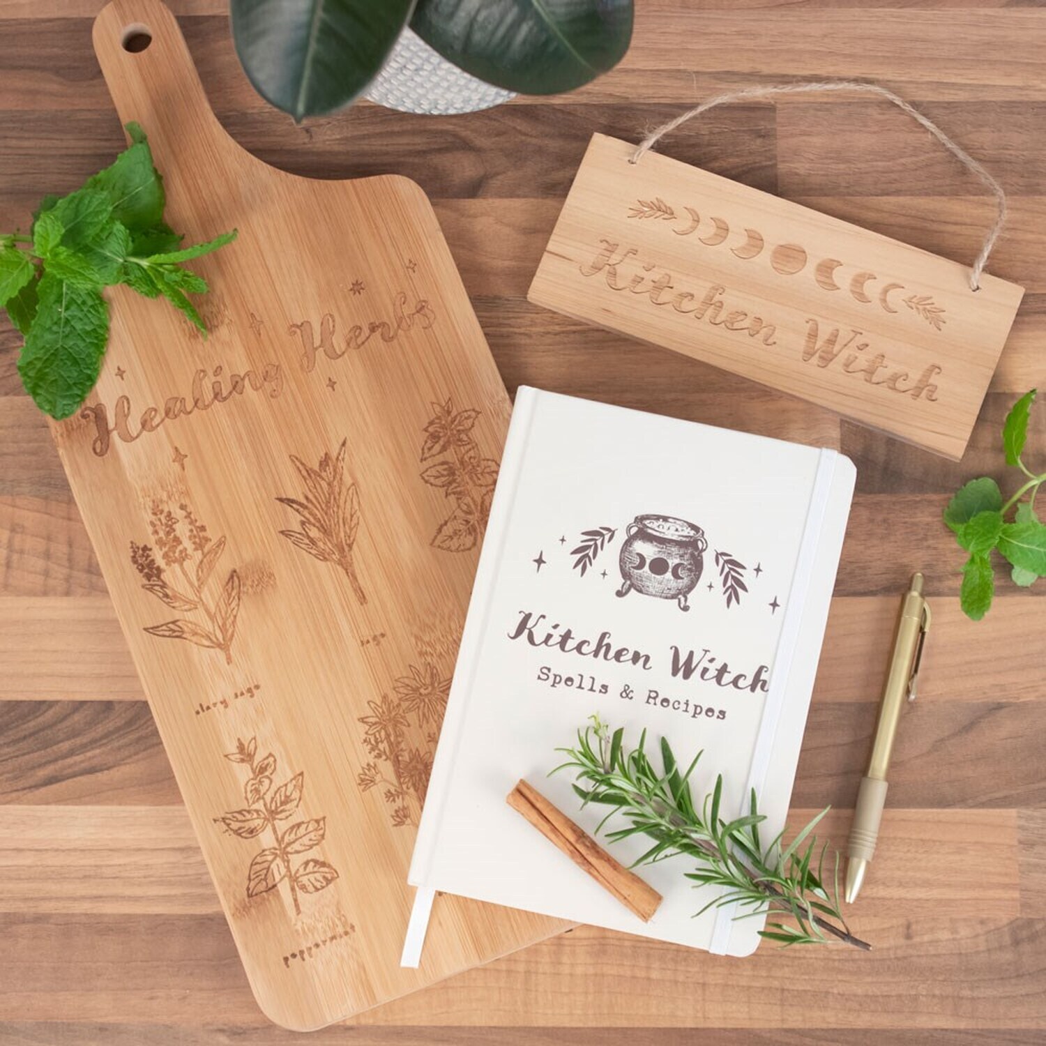 Image of Healing Herbs Wooden Chopping Board -&hellip;