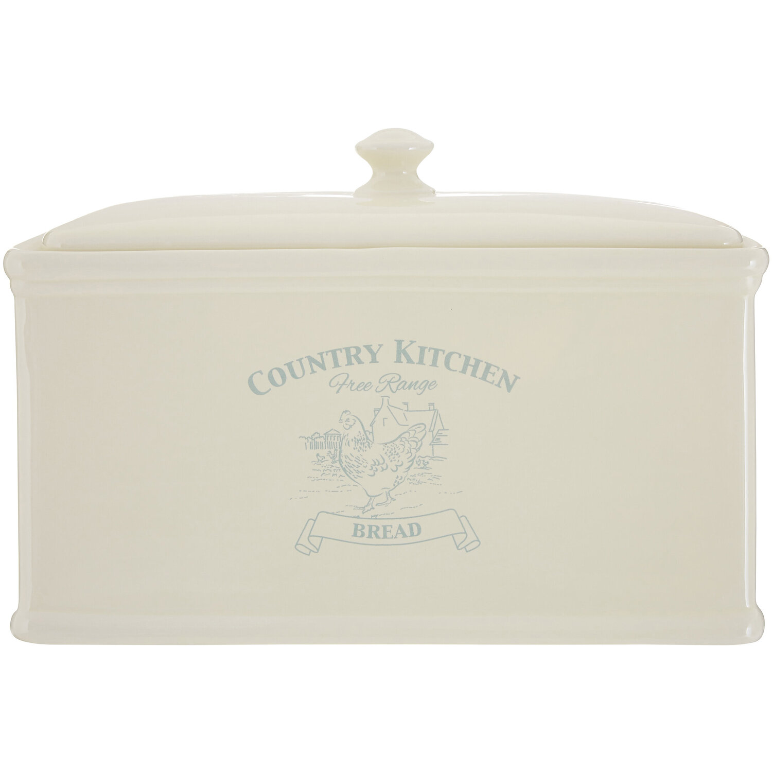 Country Kitchen Bread Crock - Cream, Blue