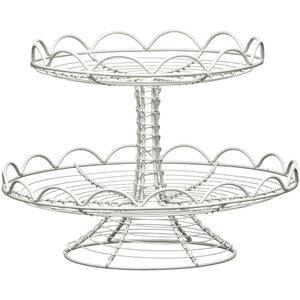 2 Tier Cream Wire Cup Cake Stand