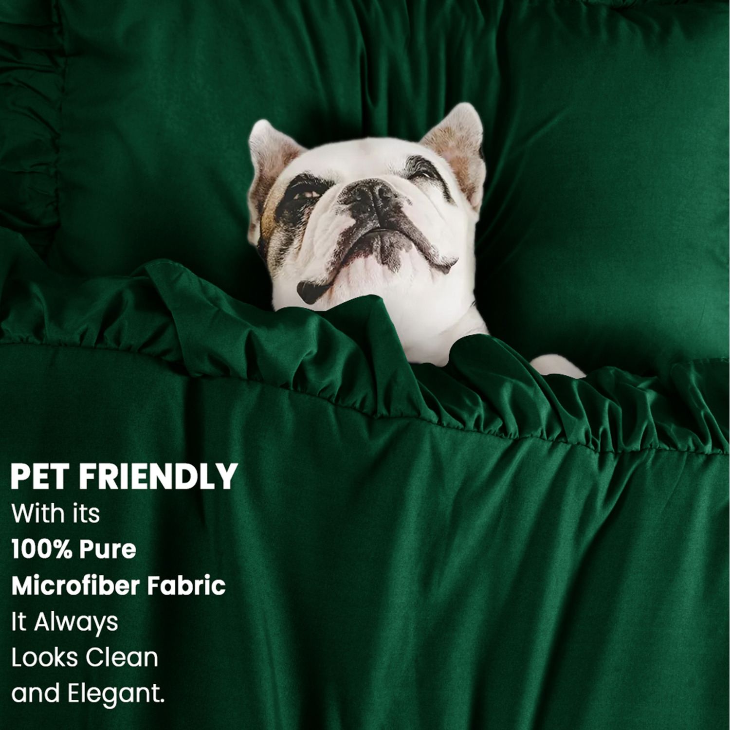 New Ruffled Borders Duvet Cover Set - Green Double