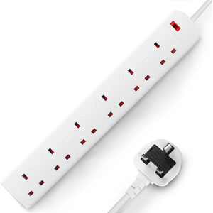 DESIRETECH 6 Gang 1 Metre Extension Lead - Switched Sockets, Wall Mount