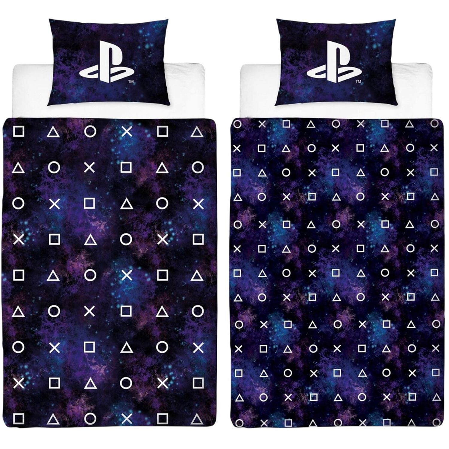 Playstation Controller Buttons Reversible Duvet Set in Blue | Size: Single