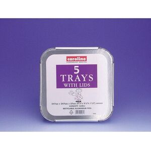 Caroline Foil Trays & Lids 60oz / 239 x 239 x 35mm 5pk 1008
