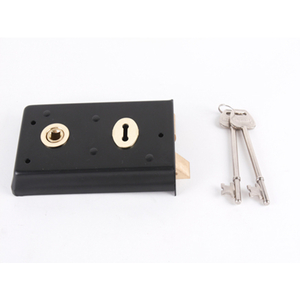 Narrow Style Rimlock Reverse Black To Pass - 140mm x 76mm - 9KXRIM/130 - Secure Your Doors